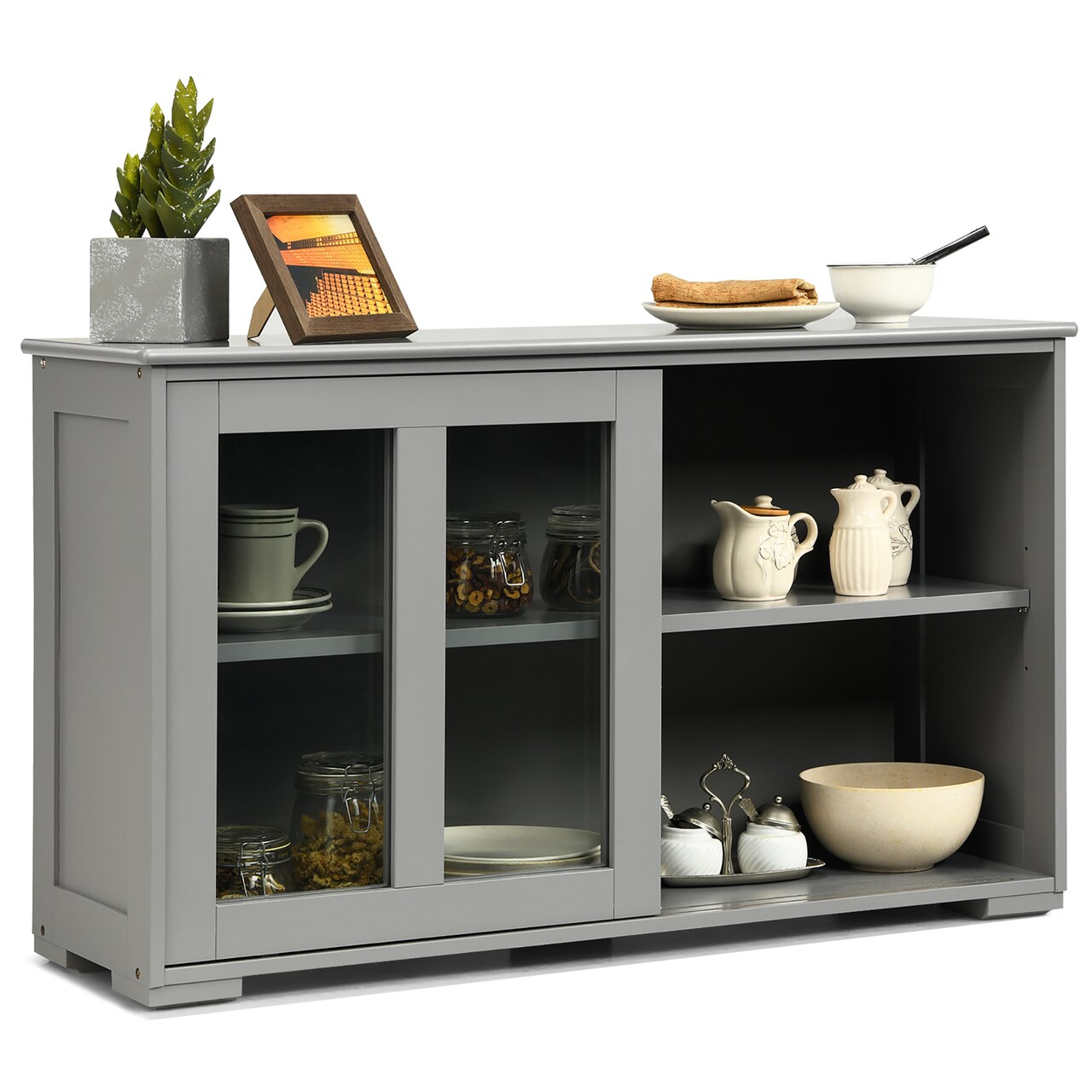 Costway Kitchen Storage Cabinet Sideboard Buffet Cupboard w/ Sliding Door